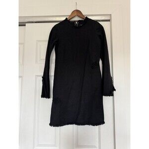 Osklen Rio De Janeiro Womens 26 Black Fringe Distressed Emo Mini Dress Grunge